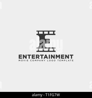 minimal letter E cinema simple logo template vector illustration icon element - vector file Stock Vector