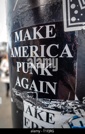 Black and White Make America Punk Again  on a Graffiti edgy art sticker Stock Photo