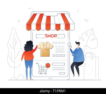 Online shopping - modern colorful flat design style illustration Stock Vector