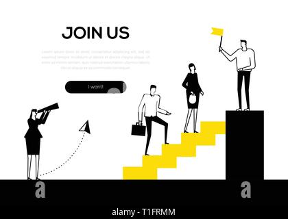 Join us - flat design style web banner Stock Vector