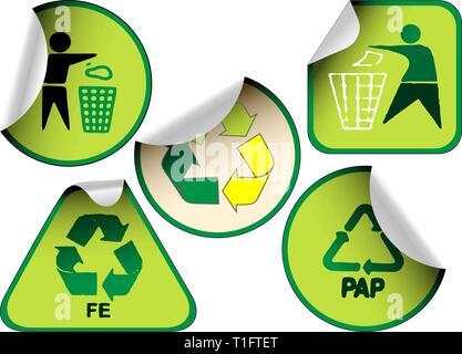 labels badges and stickers with recycle icons Stock Vector Image & Art ...