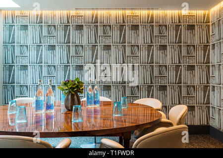 'Dining table in library of The Zetter Hotel in London, England' Stock Photo