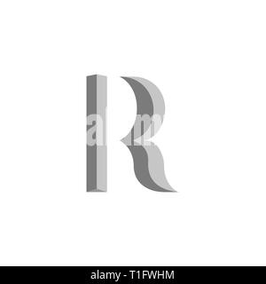 letter r curves 3d logo vector Stock Vector