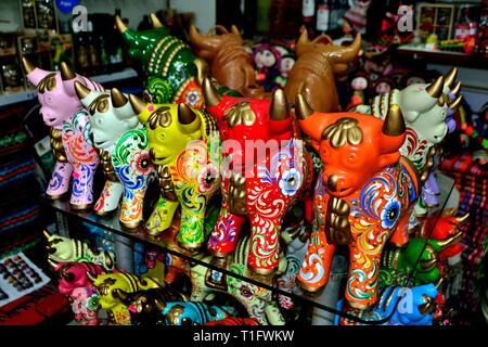 Ceramic bull - Shopping center in LIMA. Department of Lima.PERU                     Stock Photo