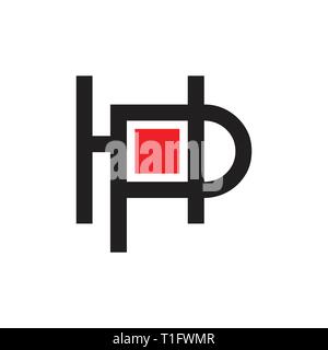 letter hp linked square design geometric logo Stock Vector