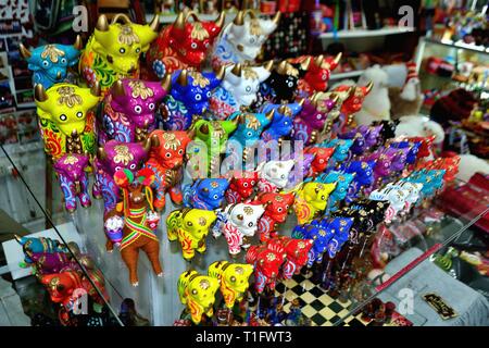 Ceramic bull - Shopping center in LIMA. Department of Lima.PERU                     Stock Photo