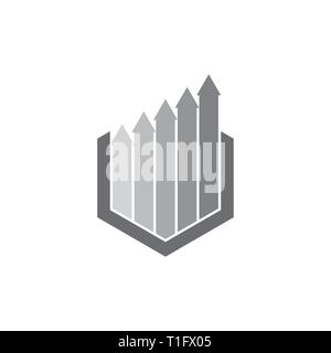 hexagonal arrows geometric chart logo vector Stock Vector