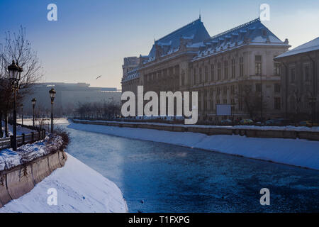 Justice Palace in Bucharest city. winter scene Stock Photo