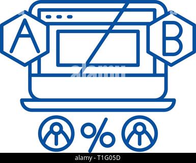 Ab testing line icon concept. Ab testing flat  vector symbol, sign, outline illustration. Stock Vector