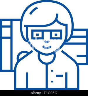 Accountant line icon concept. Accountant flat  vector symbol, sign, outline illustration. Stock Vector