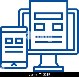 Adaptive interface line icon concept. Adaptive interface flat  vector symbol, sign, outline illustration. Stock Vector
