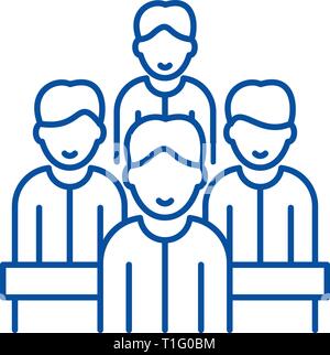 Agile team line icon concept. Agile team flat  vector symbol, sign, outline illustration. Stock Vector
