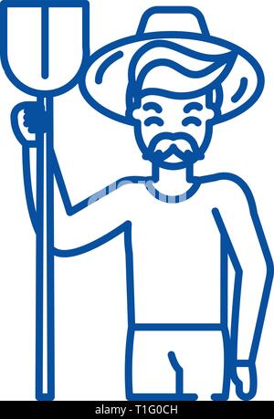 Agronomist line icon concept. Agronomist flat  vector symbol, sign, outline illustration. Stock Vector