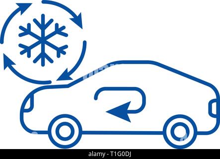 Air conditioning, car service line icon concept. Air conditioning, car service flat  vector symbol, sign, outline illustration. Stock Vector
