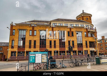 Guildford, United Kingdom - March 23, 2019: Street view of the bridge house in the medieval city of Guildford, England. Stock Photo