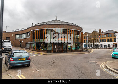 Guildford, United Kingdom - March 23, 2019: Street view of Jamie Italian restaurant building in the city of Guildford, England. Stock Photo