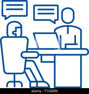 Analytics department line icon concept. Analytics department flat  vector symbol, sign, outline illustration. Stock Vector