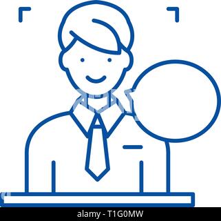 Answers on questions line icon concept. Answers on questions flat  vector symbol, sign, outline illustration. Stock Vector