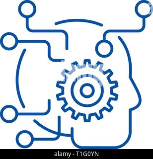 Artificial intelligence line icon concept. Artificial intelligence flat  vector symbol, sign, outline illustration. Stock Vector