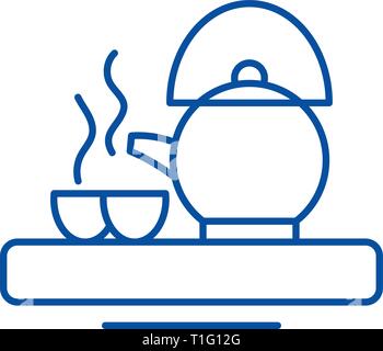 Asian tea line icon concept. Asian tea flat  vector symbol, sign, outline illustration. Stock Vector