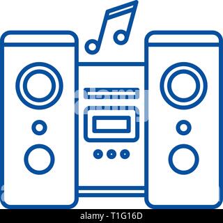 Audio system line icon concept. Audio system flat  vector symbol, sign, outline illustration. Stock Vector