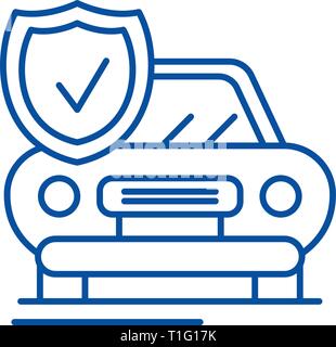 Auto insurance line icon concept. Auto insurance flat  vector symbol, sign, outline illustration. Stock Vector