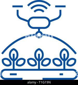 Automated irrigation line icon concept. Automated irrigation flat  vector symbol, sign, outline illustration. Stock Vector