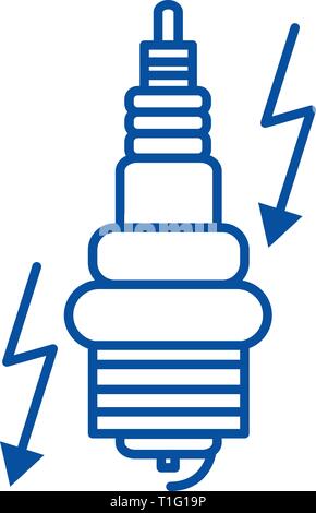 Automobile ignition line icon concept. Automobile ignition flat  vector symbol, sign, outline illustration. Stock Vector
