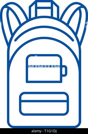 Backpack line icon concept. Backpack flat  vector symbol, sign, outline illustration. Stock Vector