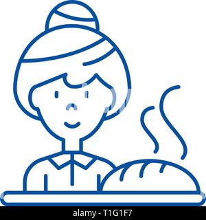 Baking bread line icon concept. Baking bread flat  vector symbol, sign, outline illustration. Stock Vector