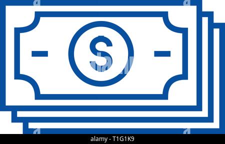 Banknotes,dollars line icon concept. Banknotes,dollars flat  vector symbol, sign, outline illustration. Stock Vector