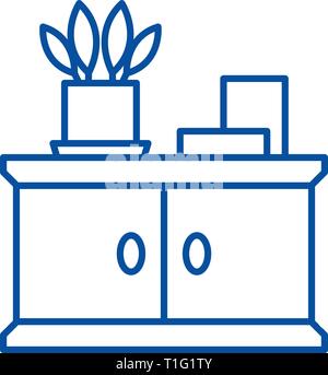 Bathroom cabinet line icon concept. Bathroom cabinet flat  vector symbol, sign, outline illustration. Stock Vector