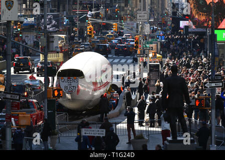 The fuselage of a 1958 Lockheed Constellation “Connie” airplane, bound to become a cocktail lounge at the TWA Hotel at JFK airport, on display in Time Stock Photo