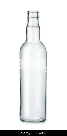 Front view of empty glass bottle isolated on white Stock Photo