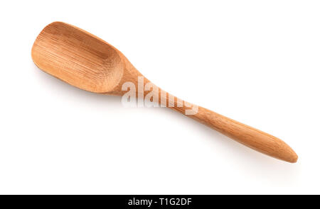 Top view of wooden spoon isolated on white Stock Photo