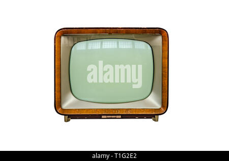 Classic Vintage Retro Style Old Television isolated on a white background. Stock Photo