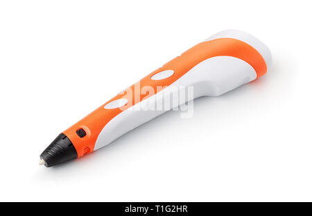 Orange 3D pen isolated on white Stock Photo