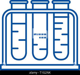 Blood test line icon concept. Blood test flat  vector symbol, sign, outline illustration. Stock Vector