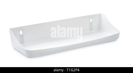 Plastic bathroom wall shelf isolated on white Stock Photo