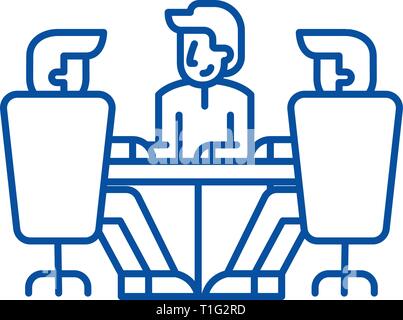 Board of directors meeting line icon concept. Board of directors meeting flat  vector symbol, sign, outline illustration. Stock Vector