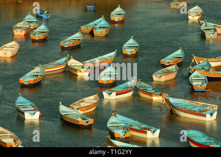 Colorful boats in the port of Moulay Bousselham. Morocco Stock Photo