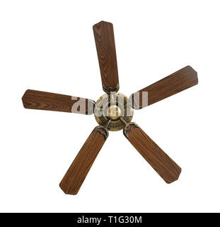 Top view of old electric ceiling fan isolated on white Stock Photo