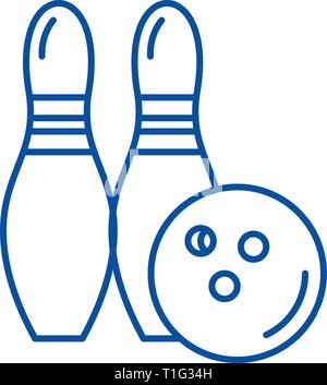 Bowling line icon concept. Bowling flat  vector symbol, sign, outline illustration. Stock Vector