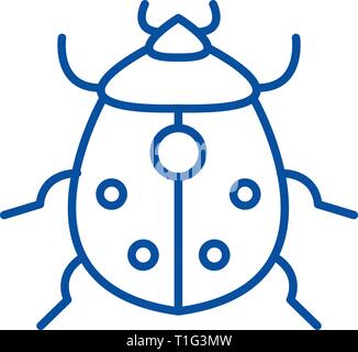 Bug line icon concept. Bug flat  vector symbol, sign, outline illustration. Stock Vector