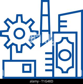 Business industry line icon concept. Business industry flat  vector symbol, sign, outline illustration. Stock Vector