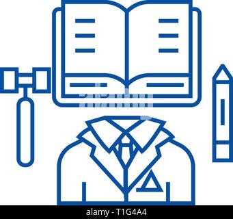 Business law,open book line icon concept. Business law,open book flat  vector symbol, sign, outline illustration. Stock Vector