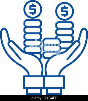 Business profit line icon concept. Business profit flat  vector symbol, sign, outline illustration. Stock Vector