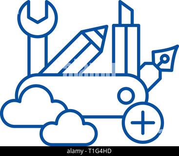 Business skills line icon concept. Business skills flat  vector symbol, sign, outline illustration. Stock Vector