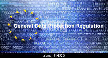 General regulations for protection of personal data on background with binary code Stock Photo