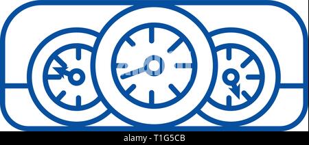 Car dashboard  line icon concept. Car dashboard  flat  vector symbol, sign, outline illustration. Stock Vector